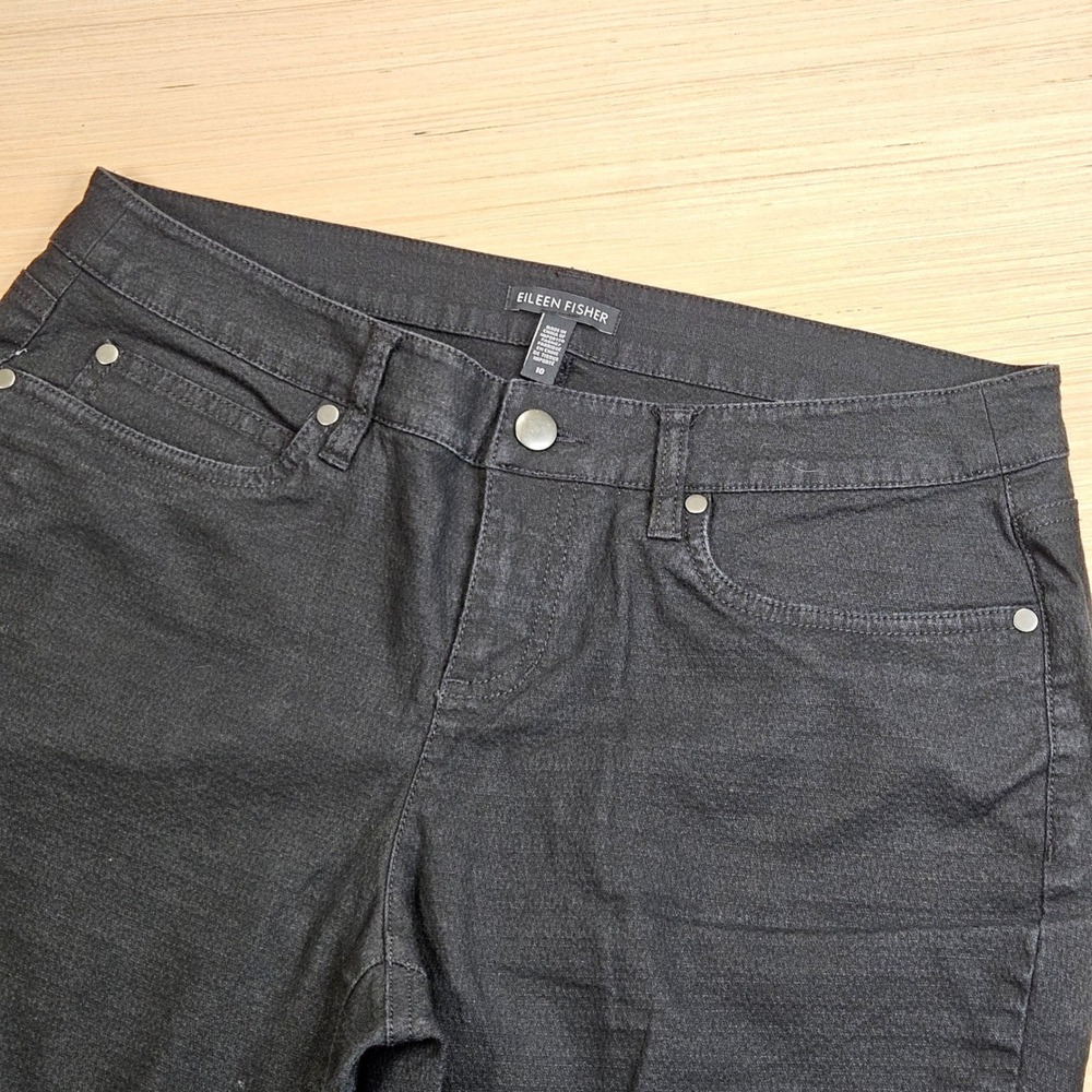 Eileen Fisher Pants Women 10 Black Slim Leg Stretch Denim Jeans